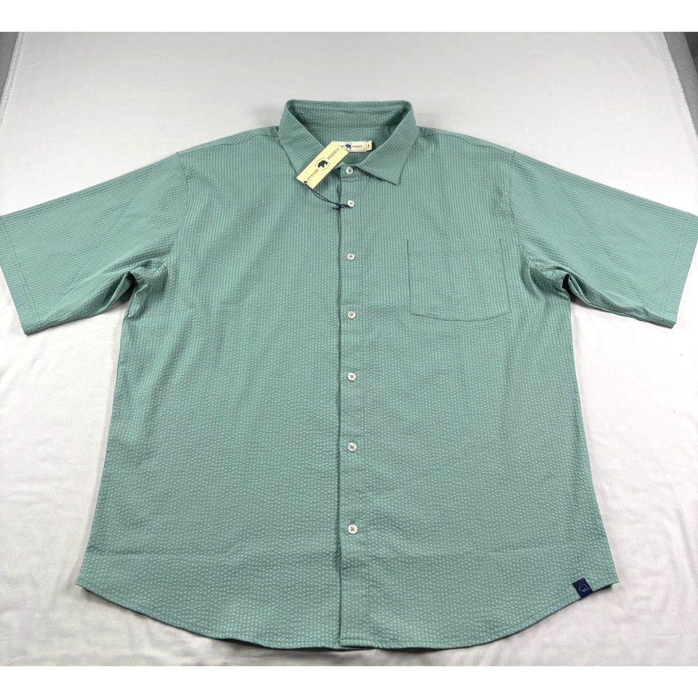Onward Reserve Drift Shirt Men 2XL Green Seersucker Stretch Performance Camp NEW